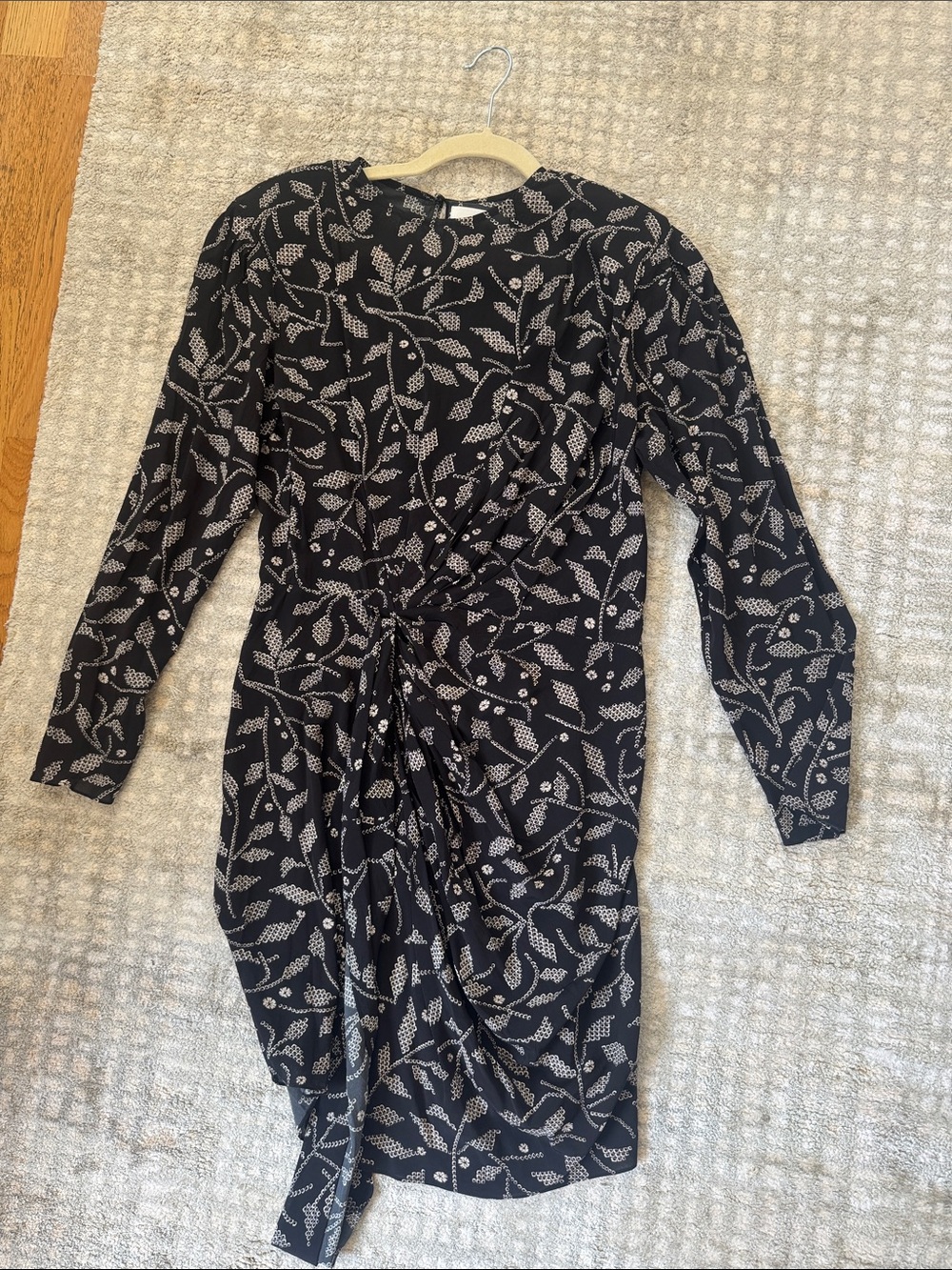Black Long Sleeve Floral Print Sress